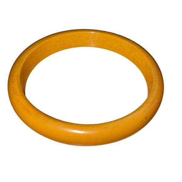 Pair Of Vintage Yellow Bakelite Bangle Bracelets Set - Picture 8 of 8
